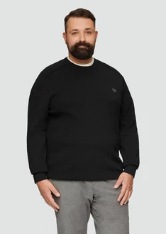 s.Oliver Strickpullover mit Nahtdetails und Logo Schwarz/Braun/Weiß