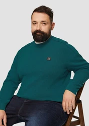 s.Oliver Strickpullover mit Nahtdetails und Logo Türkis/Grün/Dunkelgrün