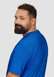 s.Oliver T-Shirt mit Logo und V-Ausschnitt Blau/Hellblau