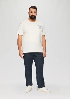 s.Oliver Stoffhose Regular Chino Webstruktur Weiß/Hellblau/Creme/Blau