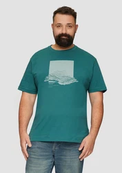 s.Oliver Crew-Neck Shirt mit Frontprint Grün/Türkis/Braun