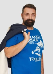 s.Oliver Crew-Neck Shirt mit Frontprint Hellblau/Blau/Gelb
