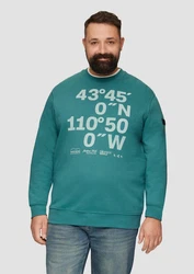 s.Oliver Sweatshirt Sweatshirt mit Flock-Print Applikation Grün/Türkis