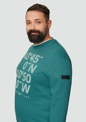 s.Oliver Sweatshirt Sweatshirt mit Flock-Print Applikation Grün/Türkis