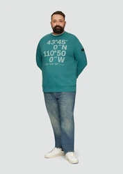 s.Oliver Sweatshirt Sweatshirt mit Flock-Print Applikation Grün/Türkis