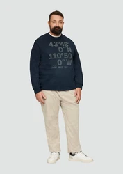 s.Oliver Sweatshirt Sweatshirt mit Flock-Print Applikation Dunkelblau/Blau