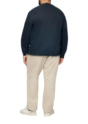 s.Oliver Sweatshirt Sweatshirt mit Flock-Print Applikation Dunkelblau/Blau
