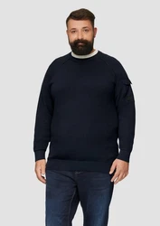 s.Oliver Strickpullover mit Raglanärmeln und Strukturmix Dunkelblau/Rot