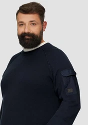 s.Oliver Strickpullover mit Raglanärmeln und Strukturmix Dunkelblau/Rot