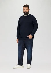 s.Oliver Strickpullover mit Raglanärmeln und Strukturmix Dunkelblau/Rot