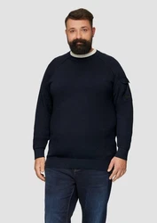 s.Oliver Strickpullover mit Raglanärmeln und Strukturmix Dunkelblau/Rot