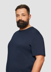 s.Oliver Kurzarmshirt T-Shirt aus reiner Baumwolle mit Logo-Print Dunkelblau/Braun