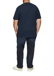 s.Oliver Kurzarmshirt T-Shirt aus reiner Baumwolle mit Logo-Print Dunkelblau/Braun