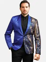 Sakko Smokingjacke mit Pailletten Sakko Gold Blazer fr Party
