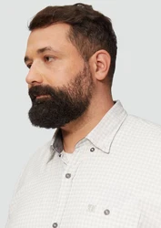 s.Oliver Langarmhemd Regular Fit Button-Down-Kragen Weiß/Creme/Grau
