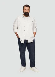 s.Oliver Langarmhemd Regular Fit Button-Down-Kragen Weiß/Creme/Grau