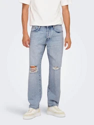 ONLY & SONS Weite Jeans ONSEdge Hellblau/Blau/Grün