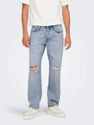 ONLY & SONS Weite Jeans ONSEdge Hellblau/Blau/Grün