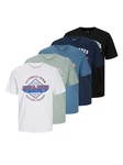 Jack & Jones Rundhalsshirt JJELOGO TEE SS O-NECK 2 COL SS25 Blau/Hellblau/Dunkelblau/Mischfarben/Weiß