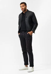 RICANO Lederjacke Traveller Schwarz/Dunkelblau/Dunkelgrau