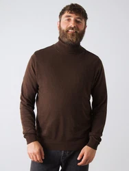 HONEST BASICS Rollkragenpullover Dunkelbraun/Braun/Dunkelrot