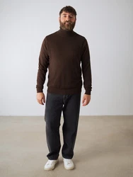 HONEST BASICS Rollkragenpullover Dunkelbraun/Braun/Dunkelrot