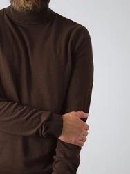 HONEST BASICS Rollkragenpullover Dunkelbraun/Braun/Dunkelrot