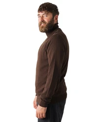 HONEST BASICS Rollkragenpullover Dunkelbraun/Braun/Dunkelrot