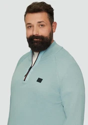 s.Oliver Strickpullover mit Troyer-Kragen Hellblau/Türkis/Grün/Braun