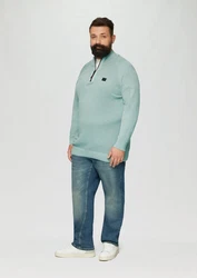 s.Oliver Strickpullover mit Troyer-Kragen Hellblau/Türkis/Grün/Braun