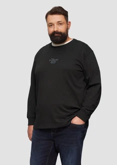 s.Oliver Langarmshirt mit Logo Schwarz/Braun