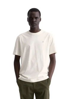 Marc O'Polo T-Shirt Weiß/Khaki/Beige/Creme