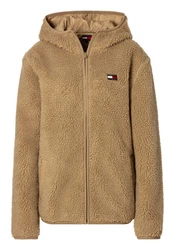 Tommy Jeans Plüschjacke TJM REG BADGE TEDDY ZIP TRU EXT mit Logopatch Braun/Khaki/Beige