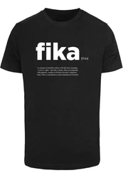 MisterTee Kurzarmshirt Herren Fika Definition Tee Schwarz/Rosa
