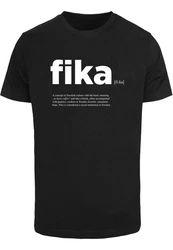 MisterTee Kurzarmshirt Herren Fika Definition Tee Schwarz/Rosa