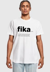 MisterTee Kurzarmshirt Herren Fika Definition Tee Weiß/Khaki/Hellblau