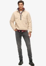 Superdry Fleecepullover OUTDOOR FLEECE HALF ZIP Beige/Rot