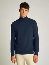 Tommy Jeans Rollkragenshirt TJM SLIM TURTLENECK TEE Dunkelblau/Blau