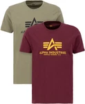 Alpha Industries Rundhalsshirt Basic T 2 Pack Dunkelgrün/Dunkelrot/Bordeaux/Rot