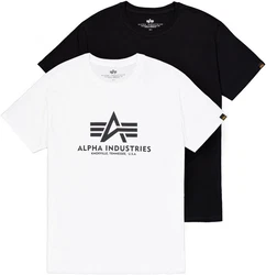 Alpha Industries Rundhalsshirt Basic T 2 Pack Schwarz/Weiß/Hellblau/Blau