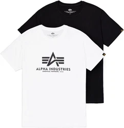 Alpha Industries Rundhalsshirt Basic T 2 Pack Schwarz/Weiß/Hellblau/Blau