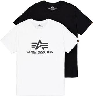 Alpha Industries Rundhalsshirt Basic T 2 Pack Schwarz/Weiß/Hellblau/Blau