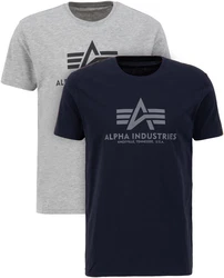 Alpha Industries Rundhalsshirt Basic T 2 Pack navy/grau/graumeliert