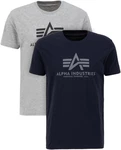 Alpha Industries Rundhalsshirt Basic T 2 Pack navy/grau/graumeliert