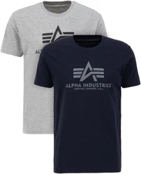 Alpha Industries Rundhalsshirt Basic T 2 Pack navy/grau/graumeliert