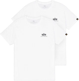 Alpha Industries Rundhalsshirt Basic T Small Logo 2 Pack schwarz/weiß