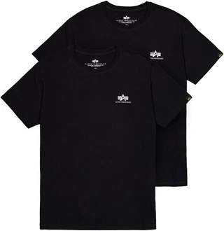 Alpha Industries Rundhalsshirt Basic T Small Logo 2 Pack Schwarz/Dunkelblau