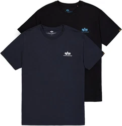Alpha Industries Rundhalsshirt Basic T Small Logo 2 Pack marine/azur/schwarz