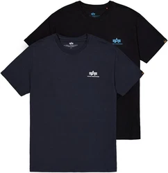 Alpha Industries Rundhalsshirt Basic T Small Logo 2 Pack marine/azur/schwarz