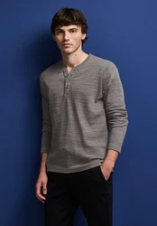 STREET ONE MEN Langarmshirt Khaki/Grau/Braun/Dunkelgrün